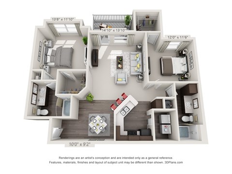 A 3D floor plan of a house with dimensions and a disclaimer at the bottom.